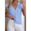 imageBTFBM Sweater Vest Women V Neck Cap Sleeve Button Down Knit Tops Spring Summer 2026 Loose Lightweight Cardigan VestsLight Blue