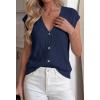 imageBTFBM Sweater Vest Women V Neck Cap Sleeve Button Down Knit Tops Spring Summer 2026 Loose Lightweight Cardigan VestsNavy Blue