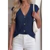 imageBTFBM Sweater Vest Women V Neck Cap Sleeve Button Down Knit Tops Spring Summer 2026 Loose Lightweight Cardigan VestsNavy Blue