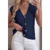imageBTFBM Sweater Vest Women V Neck Cap Sleeve Button Down Knit Tops Spring Summer 2026 Loose Lightweight Cardigan VestsNavy Blue