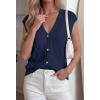 imageBTFBM Sweater Vest Women V Neck Cap Sleeve Button Down Knit Tops Spring Summer 2026 Loose Lightweight Cardigan VestsNavy Blue