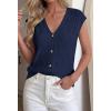 imageBTFBM Sweater Vest Women V Neck Cap Sleeve Button Down Knit Tops Spring Summer 2026 Loose Lightweight Cardigan VestsNavy Blue