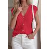 imageBTFBM Sweater Vest Women V Neck Cap Sleeve Button Down Knit Tops Spring Summer 2026 Loose Lightweight Cardigan VestsRed
