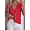 imageBTFBM Sweater Vest Women V Neck Cap Sleeve Button Down Knit Tops Spring Summer 2026 Loose Lightweight Cardigan VestsRed