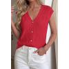 imageBTFBM Sweater Vest Women V Neck Cap Sleeve Button Down Knit Tops Spring Summer 2026 Loose Lightweight Cardigan VestsRed