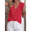 imageBTFBM Sweater Vest Women V Neck Cap Sleeve Button Down Knit Tops Spring Summer 2026 Loose Lightweight Cardigan VestsRed