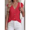 imageBTFBM Sweater Vest Women V Neck Cap Sleeve Button Down Knit Tops Spring Summer 2026 Loose Lightweight Cardigan VestsRed