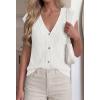 imageBTFBM Sweater Vest Women V Neck Cap Sleeve Button Down Knit Tops Spring Summer 2026 Loose Lightweight Cardigan VestsWhite