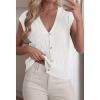 imageBTFBM Sweater Vest Women V Neck Cap Sleeve Button Down Knit Tops Spring Summer 2026 Loose Lightweight Cardigan VestsWhite