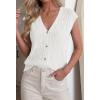 imageBTFBM Sweater Vest Women V Neck Cap Sleeve Button Down Knit Tops Spring Summer 2026 Loose Lightweight Cardigan VestsWhite