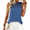 imageBTFBM Tank Top for Women 2026 Sleeveless Shirts Waffle Knit Vest Crew Neck Casual Outfits Loose Blouses Summer TopsBlue