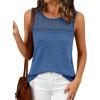 imageBTFBM Tank Top for Women 2026 Sleeveless Shirts Waffle Knit Vest Crew Neck Casual Outfits Loose Blouses Summer TopsBlue