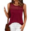 imageBTFBM Tank Top for Women 2026 Sleeveless Shirts Waffle Knit Vest Crew Neck Casual Outfits Loose Blouses Summer TopsBurgundy
