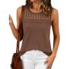imageBTFBM Tank Top for Women 2026 Sleeveless Shirts Waffle Knit Vest Crew Neck Casual Outfits Loose Blouses Summer TopsCoffee