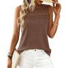 imageBTFBM Tank Top for Women 2026 Sleeveless Shirts Waffle Knit Vest Crew Neck Casual Outfits Loose Blouses Summer TopsCoffee