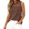 imageBTFBM Tank Top for Women 2026 Sleeveless Shirts Waffle Knit Vest Crew Neck Casual Outfits Loose Blouses Summer TopsCoffee