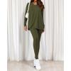 imageBTFBM Two Piece Sets for Women 2026 Casual Lounge Set Matching Oversized Shirts Leggings Workout Airport Travel OutfitsArmy Green