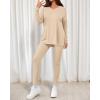 imageBTFBM Two Piece Sets for Women 2026 Casual Lounge Set Matching Oversized Shirts Leggings Workout Airport Travel OutfitsBeige
