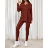 imageBTFBM Two Piece Sets for Women 2026 Casual Lounge Set Matching Oversized Shirts Leggings Workout Airport Travel OutfitsBrown