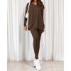 imageBTFBM Two Piece Sets for Women 2026 Casual Lounge Set Matching Oversized Shirts Leggings Workout Airport Travel OutfitsDark Brown