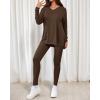 imageBTFBM Two Piece Sets for Women 2026 Casual Lounge Set Matching Oversized Shirts Leggings Workout Airport Travel OutfitsDark Brown