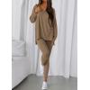 imageBTFBM Two Piece Sets for Women 2026 Casual Lounge Set Matching Oversized Shirts Leggings Workout Airport Travel OutfitsDark Khaki