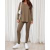 imageBTFBM Two Piece Sets for Women 2026 Casual Lounge Set Matching Oversized Shirts Leggings Workout Airport Travel OutfitsDark Khaki