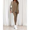 imageBTFBM Two Piece Sets for Women 2026 Casual Lounge Set Matching Oversized Shirts Leggings Workout Airport Travel OutfitsDark Khaki