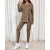 imageBTFBM Two Piece Sets for Women 2026 Casual Lounge Set Matching Oversized Shirts Leggings Workout Airport Travel OutfitsDark Khaki