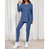 imageBTFBM Two Piece Sets for Women 2026 Casual Lounge Set Matching Oversized Shirts Leggings Workout Airport Travel OutfitsDusty Blue
