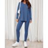 imageBTFBM Two Piece Sets for Women 2026 Casual Lounge Set Matching Oversized Shirts Leggings Workout Airport Travel OutfitsDusty Blue