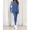 imageBTFBM Two Piece Sets for Women 2026 Casual Lounge Set Matching Oversized Shirts Leggings Workout Airport Travel OutfitsDusty Blue