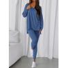 imageBTFBM Two Piece Sets for Women 2026 Casual Lounge Set Matching Oversized Shirts Leggings Workout Airport Travel OutfitsDusty Blue