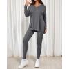 imageBTFBM Two Piece Sets for Women 2026 Casual Lounge Set Matching Oversized Shirts Leggings Workout Airport Travel OutfitsGrey
