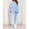 imageBTFBM Two Piece Sets for Women 2026 Casual Lounge Set Matching Oversized Shirts Leggings Workout Airport Travel OutfitsLight Blue
