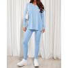 imageBTFBM Two Piece Sets for Women 2026 Casual Lounge Set Matching Oversized Shirts Leggings Workout Airport Travel OutfitsLight Blue