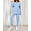 imageBTFBM Two Piece Sets for Women 2026 Casual Lounge Set Matching Oversized Shirts Leggings Workout Airport Travel OutfitsLight Blue