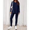 imageBTFBM Two Piece Sets for Women 2026 Casual Lounge Set Matching Oversized Shirts Leggings Workout Airport Travel OutfitsNavy Blue
