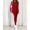 imageBTFBM Two Piece Sets for Women 2026 Casual Lounge Set Matching Oversized Shirts Leggings Workout Airport Travel OutfitsRed