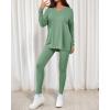 imageBTFBM Two Piece Sets for Women 2026 Casual Lounge Set Matching Oversized Shirts Leggings Workout Airport Travel OutfitsSage Green