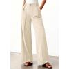 imageBTFBM Wide Leg Pants Woman 2026 High Waisted Button Business Casual Dressy Trousers Office Work Palazzo Pants PocketsBeige