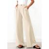 imageBTFBM Wide Leg Pants Woman 2026 High Waisted Button Business Casual Dressy Trousers Office Work Palazzo Pants PocketsBeige