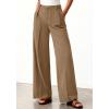 imageBTFBM Wide Leg Pants Woman 2026 High Waisted Button Business Casual Dressy Trousers Office Work Palazzo Pants PocketsKhaki