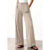 imageBTFBM Wide Leg Pants Woman 2026 High Waisted Button Business Casual Dressy Trousers Office Work Palazzo Pants PocketsLight Khaki