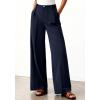 imageBTFBM Wide Leg Pants Woman 2026 High Waisted Button Business Casual Dressy Trousers Office Work Palazzo Pants PocketsNavy