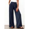 imageBTFBM Wide Leg Pants Woman 2026 High Waisted Button Business Casual Dressy Trousers Office Work Palazzo Pants PocketsNavy