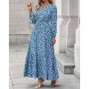 imageBTFBM Women Boho Maxi Dress Fall Fashion 2025 Floral Long Sleeve V Neck Button Pockets Flowy Vacation Wedding DressesBlue