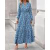 imageBTFBM Women Boho Maxi Dress Fall Fashion 2025 Floral Long Sleeve V Neck Button Pockets Flowy Vacation Wedding DressesBlue