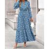 imageBTFBM Women Boho Maxi Dress Fall Fashion 2025 Floral Long Sleeve V Neck Button Pockets Flowy Vacation Wedding DressesBlue