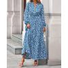 imageBTFBM Women Boho Maxi Dress Fall Fashion 2025 Floral Long Sleeve V Neck Button Pockets Flowy Vacation Wedding DressesBlue